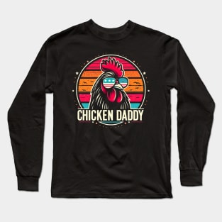 Vintage Chicken Daddy sunglasses usa flag : Funny Poultry Farmer Mens Fathers Day gift for dad Long Sleeve T-Shirt